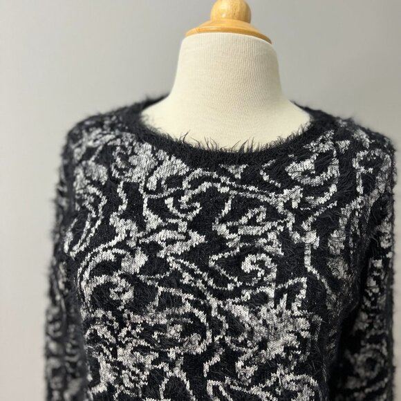 NEW Chicos Eyelash-Trim Jacquard Pullover Sweater Sz 1 (8) - Picture 5 of 16